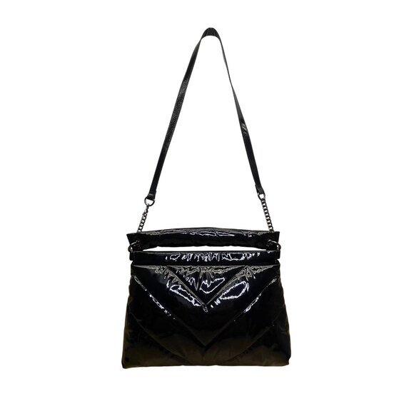Zara Women’s Dark Blue Patent Quilted With Strap Glossy Finish Shoulder Bag - Picture 1 of 11